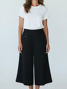 Larry Levine Black Wide-Leg Cropped Culottes/ Capris 3054